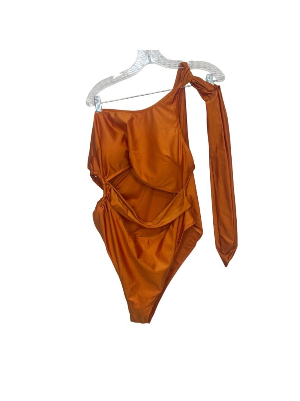 Shein One Piece Swim‎ Suit One Shoulder Cutout Ruched Orange 3XL New WOT
